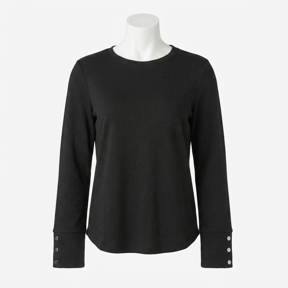 NEW COCO + CARMEN alexis super soft top with snap cuff in black